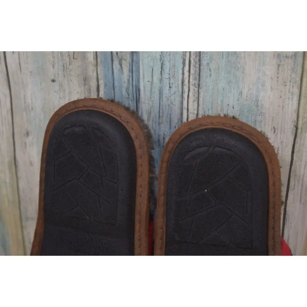 Dearfoams Lil Bear Slippers Kids 2-3 Buffalo Plaid Check Faux Fur Lined 26221